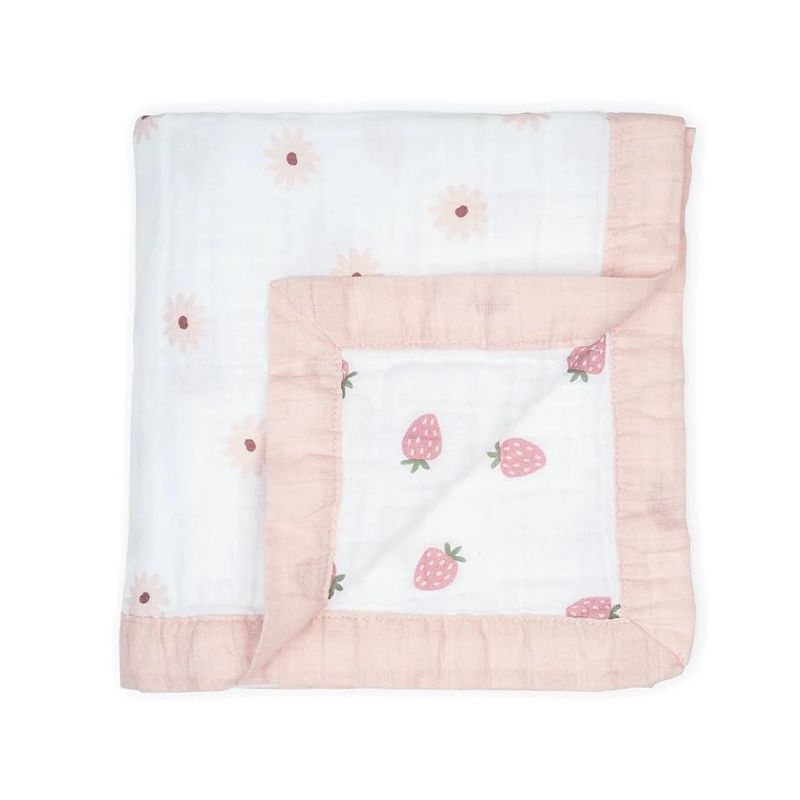 Reversible Muslin Blanket Daisies & Strawberries