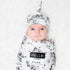 Hello World Swaddle & Knotted Hat Set black floral