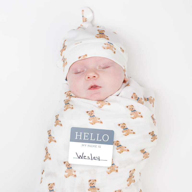 Hello World Swaddle & Knotted Hat Set