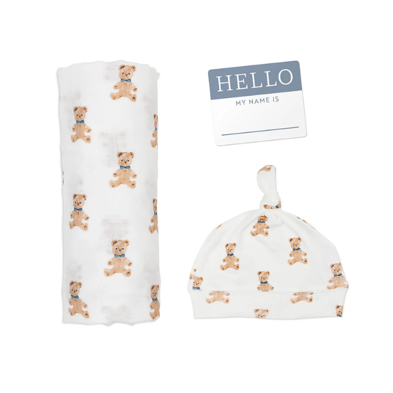 Hello World Swaddle & Knotted Hat Set