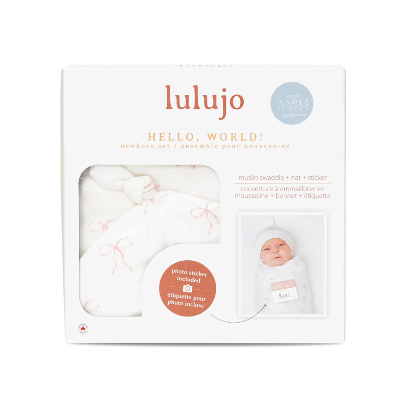 Hello World Swaddle & Knotted Hat Set