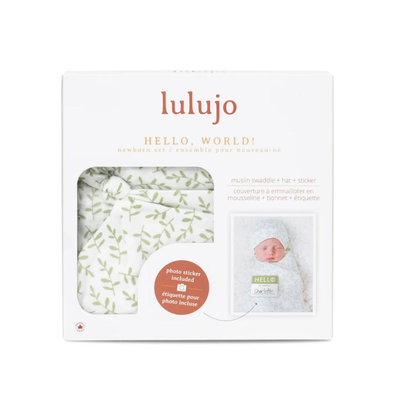 Hello World Swaddle & Knotted Hat Set