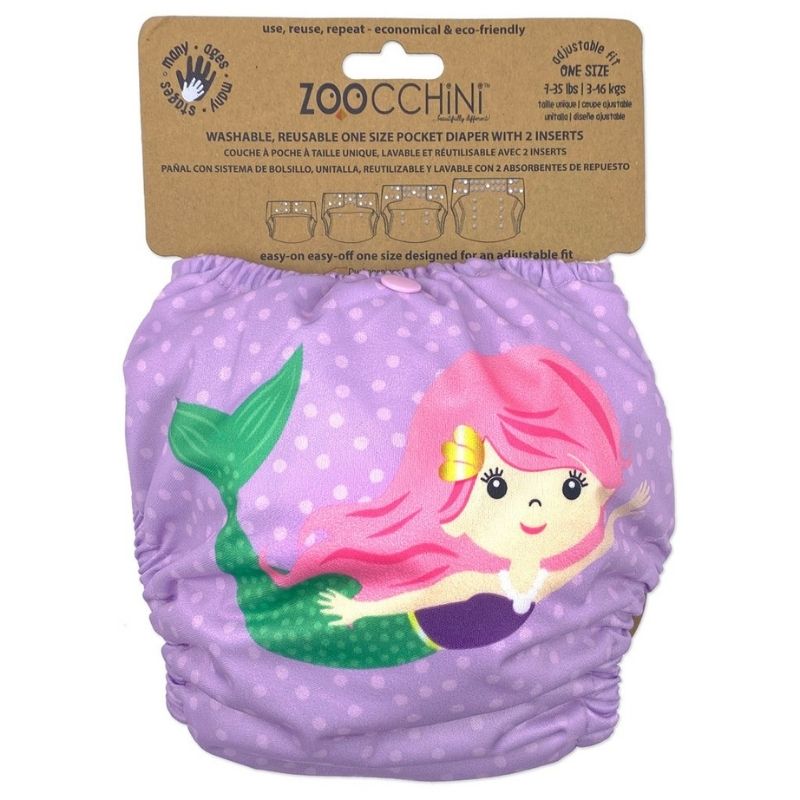 Reusable Pocket Diaper with Inserts Mermaid