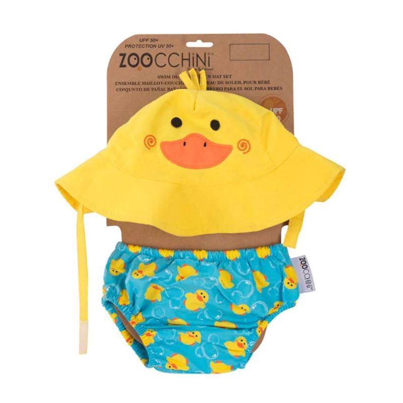 SPF 50+ Baby Swim Diaper and Sun Hat Set Puddles The Duck
