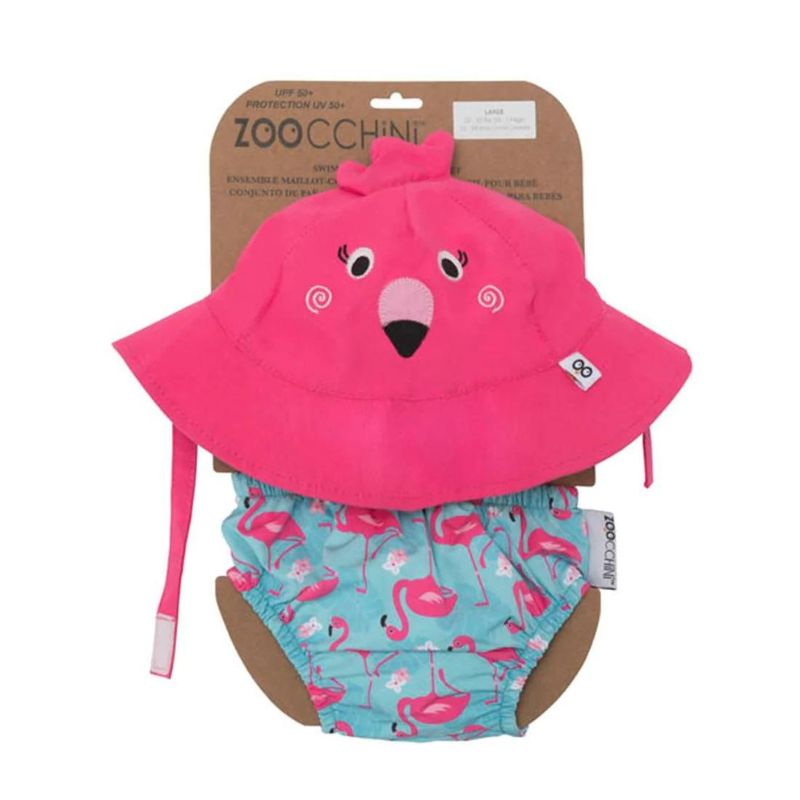 SPF 50+ Baby Swim Diaper and Sun Hat Set Franny The Flamingo