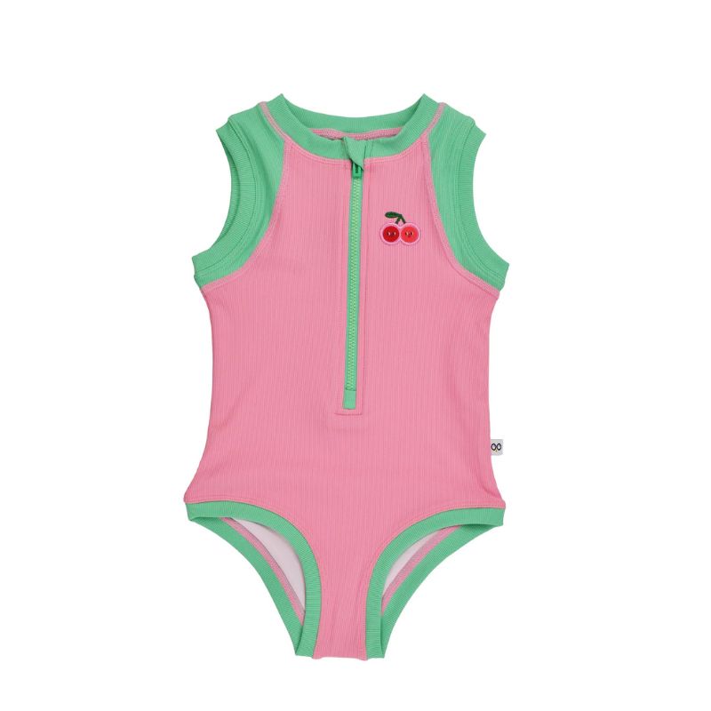 Short Sleeve Solid Swimsuit