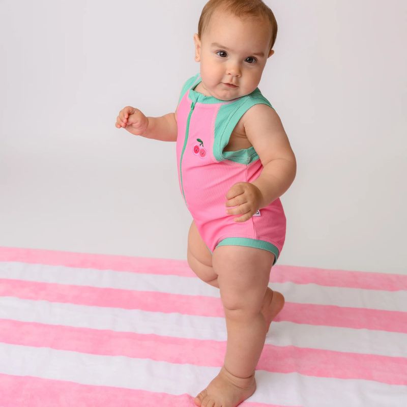 Short Sleeve Solid Swimsuit