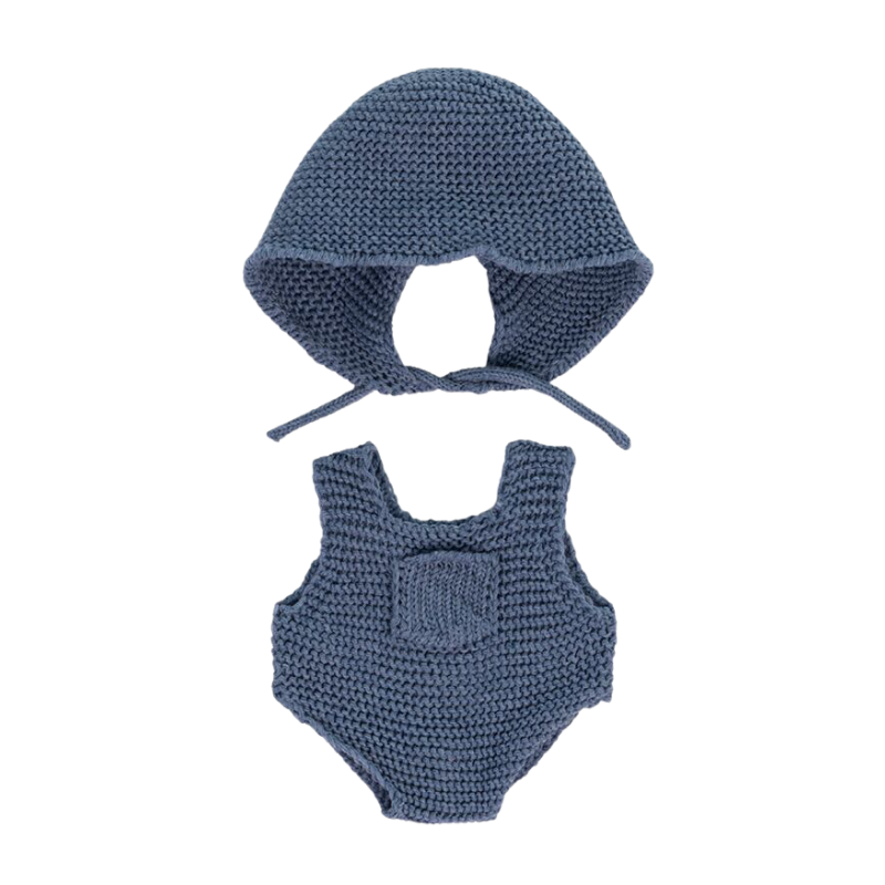 Barboteuse et capuche de poupée tricotée - 8,25"