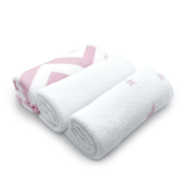 Terry Washcloths - 3 Pack Pink Star