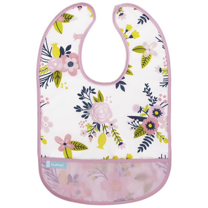 Waterproof Clean Bibs white flowers