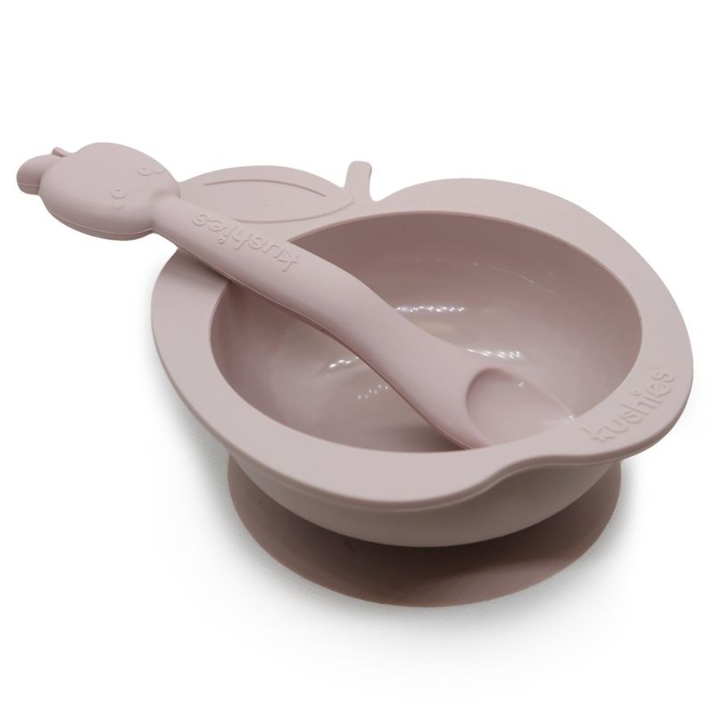 Silibowl and Spoon Set Rose Apple
