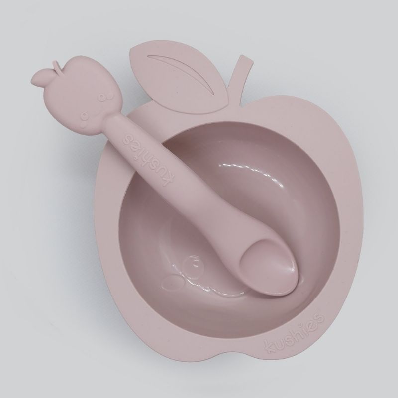 Silibowl and Spoon Set Rose Apple
