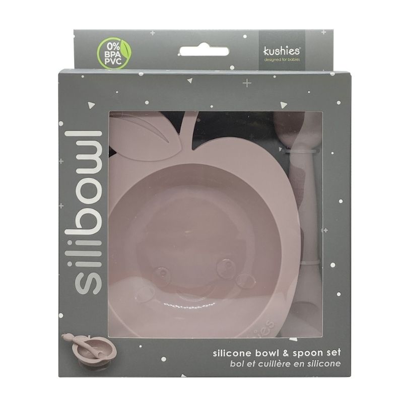 Silibowl and Spoon Set Rose Apple