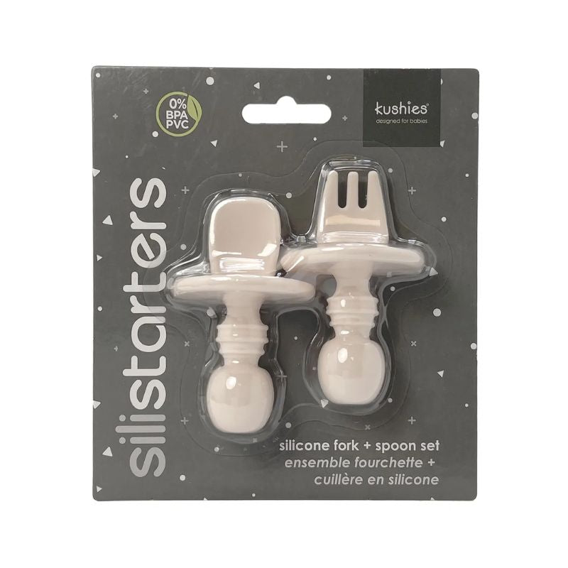 SiliStarters Silicone Fork + Spoon Set Pink