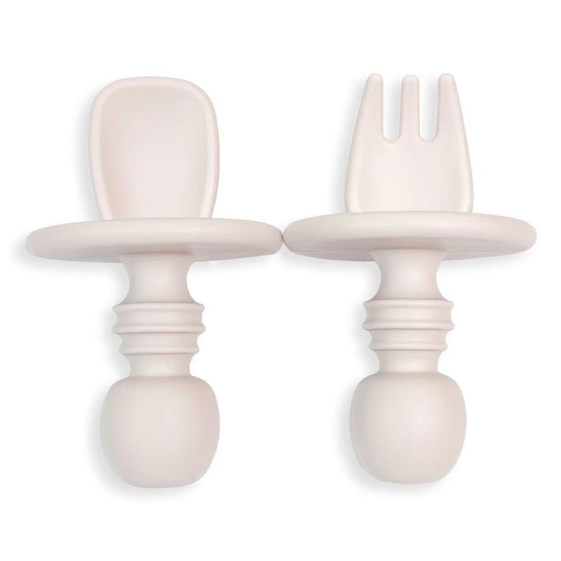 SiliStarters Silicone Fork + Spoon Set Pink
