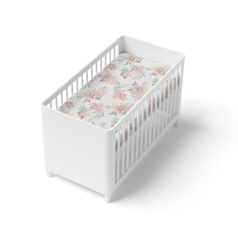 Percale Dream - Crib Sheets Watercolour Flowers