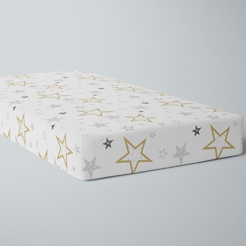 Percale Dream - Crib Sheets Golden Stars