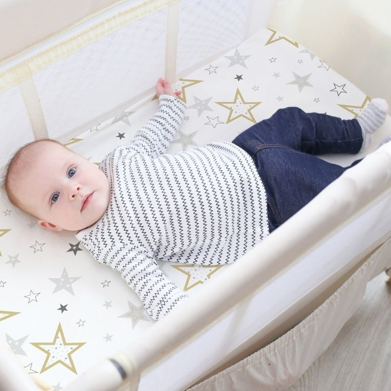 Percale Dream - Playard Sheet Golden Stars