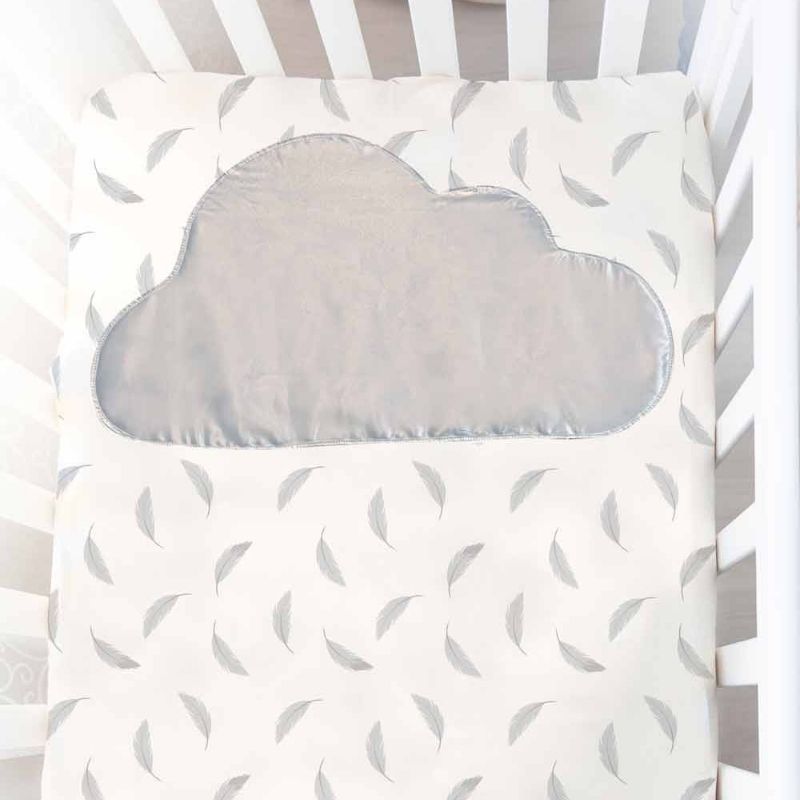 Flannel Bedhead Crib Sheets Grey Feathers