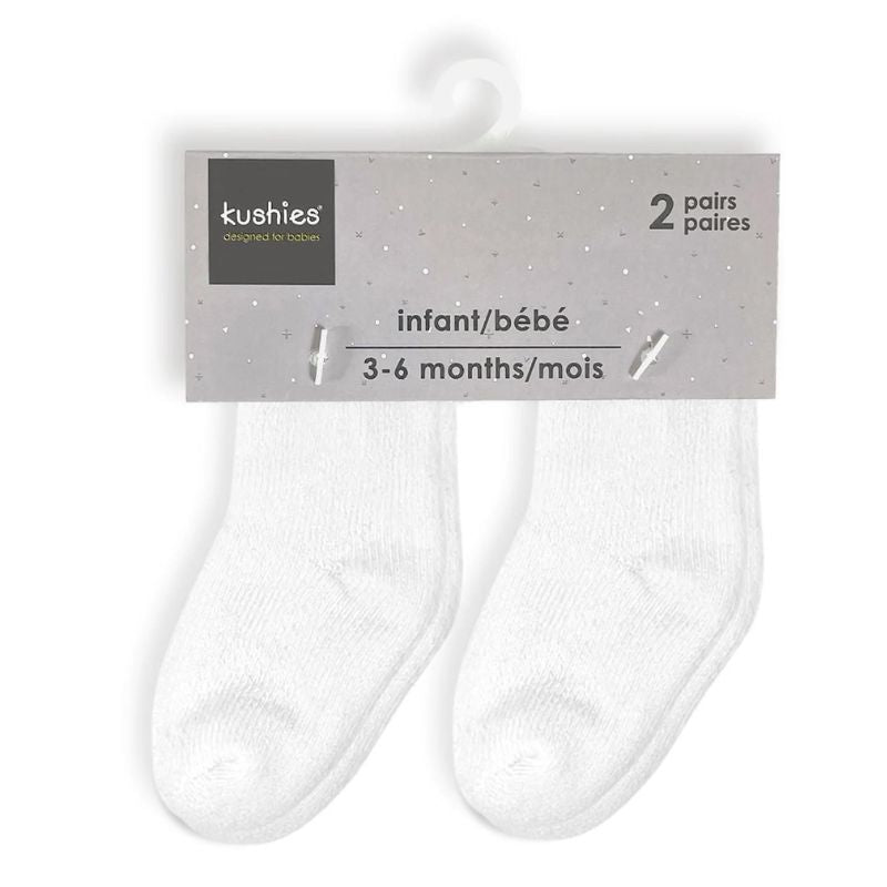 Terry 3-6 Months 2 Pack Socks White