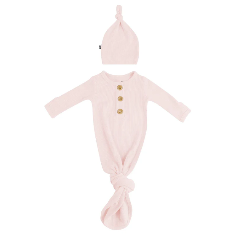 Ribbed Knotted Gown & Hat - Newborn