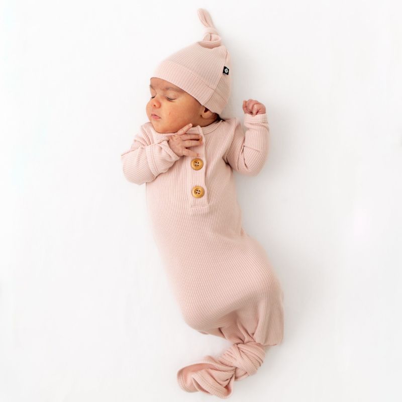 Ribbed Knotted Gown & Hat - Newborn