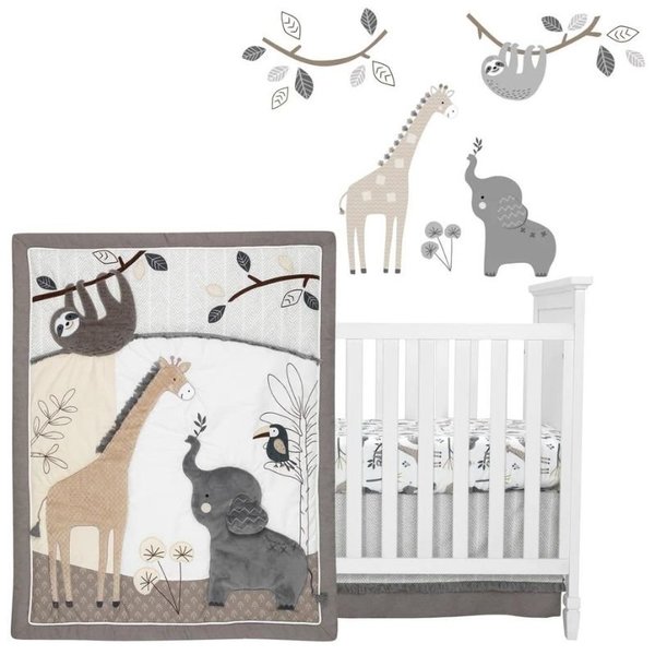 4-piece Crib Bedding Set Baby Jungle Animals