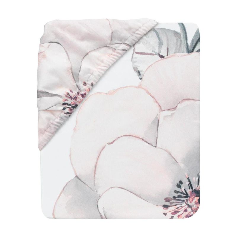 Cotton Fitted Crib Sheet Signature Botanical White