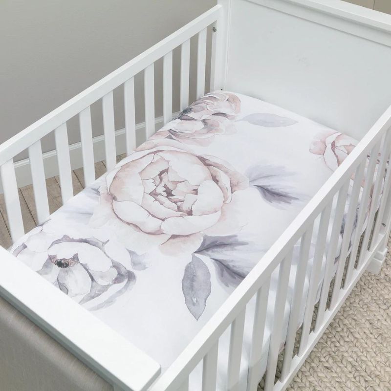 Organic Cotton Fitted Crib Sheet Watercolour Floral