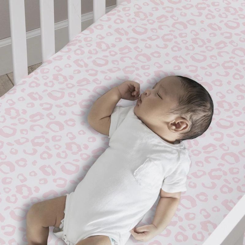 Organic Cotton Fitted Crib Sheet Pink Leopard