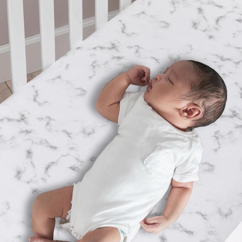 Organic Cotton Fitted Crib Sheet Grey Marble