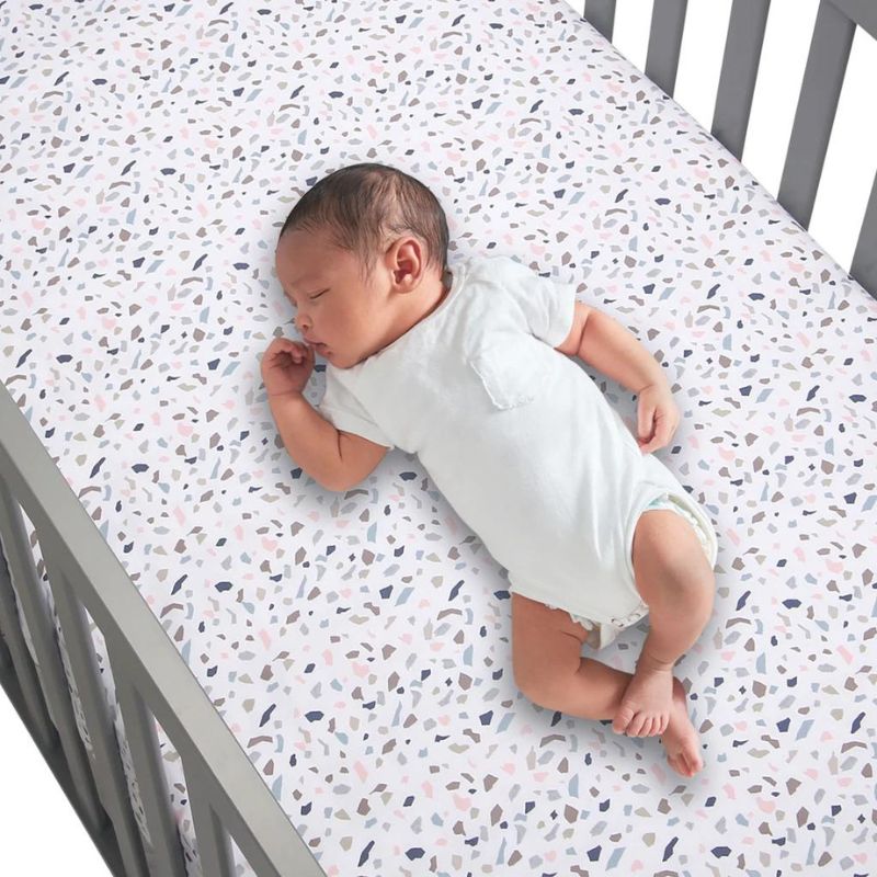 Organic Cotton Fitted Crib Sheet Terrazzo Abstract