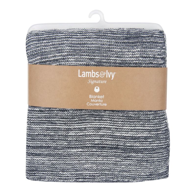 Knit Baby Blanket Navy Heather