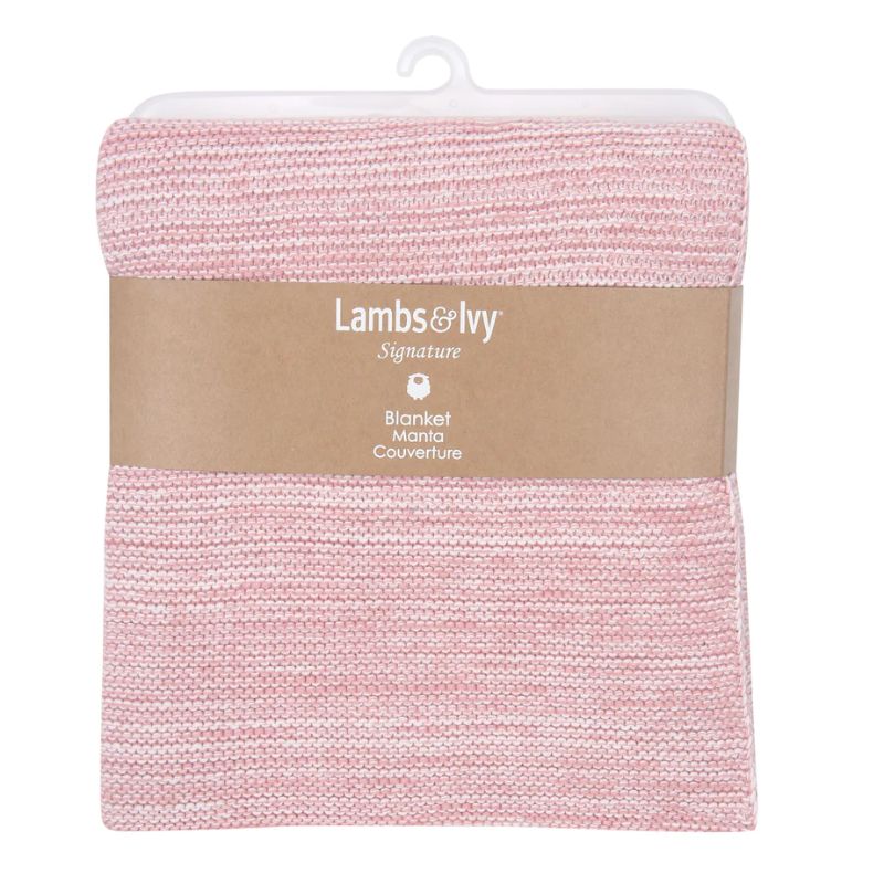 Knit Baby Blanket Pink Heather