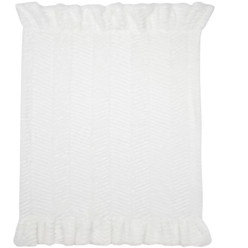 Signature White Ruffled Lux Minky/Jersey Chevron Baby Blanket