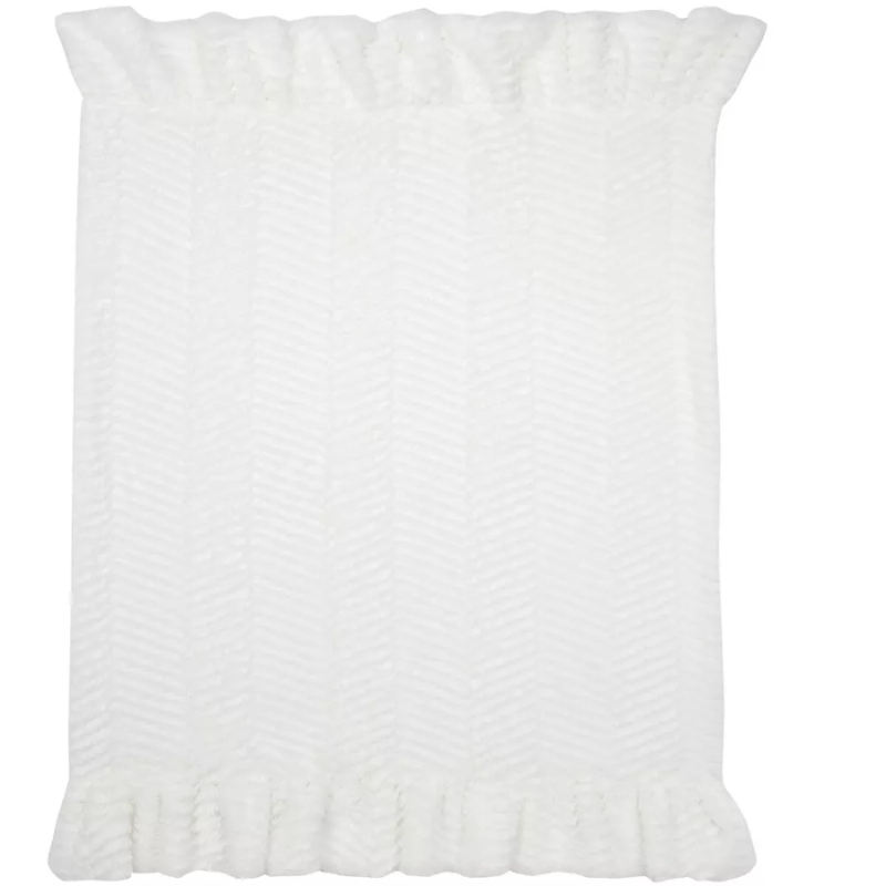 Couverture pour bébé Signature White Ruffled Lux ​​Minky/Jersey Chevron