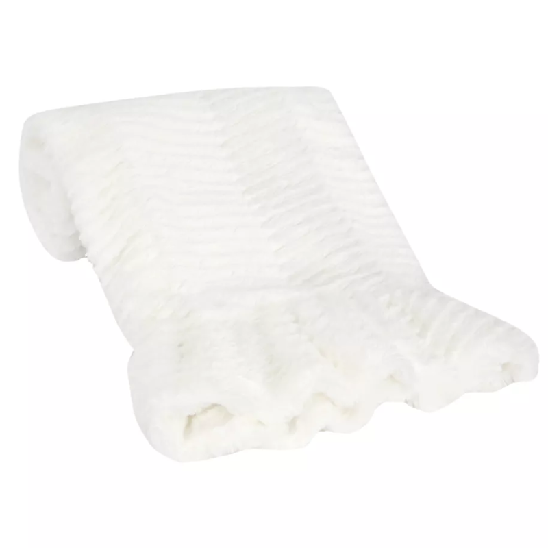 Couverture pour bébé Signature White Ruffled Lux ​​Minky/Jersey Chevron