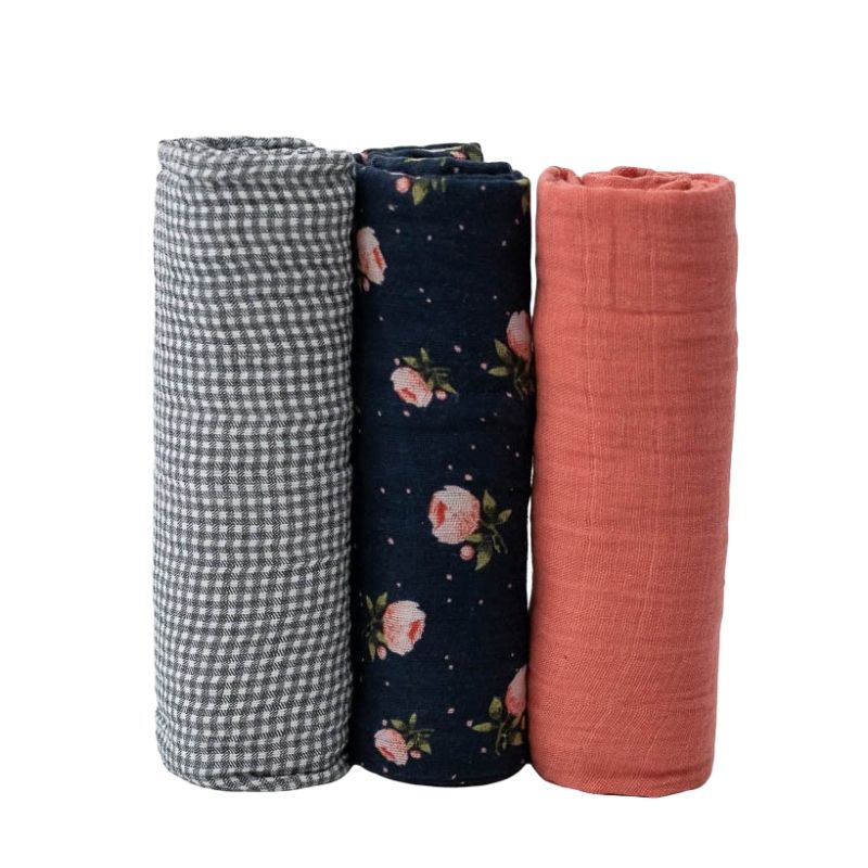 Muslin Swaddle - 3 Pack Midnight Rose
