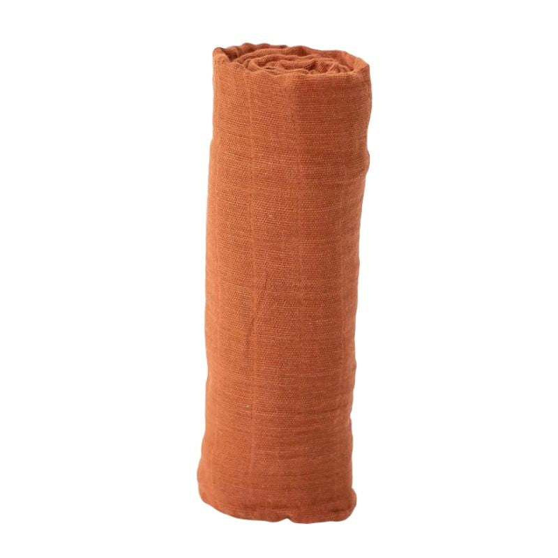 Cotton Muslin Swaddle - Solid Colours Rust