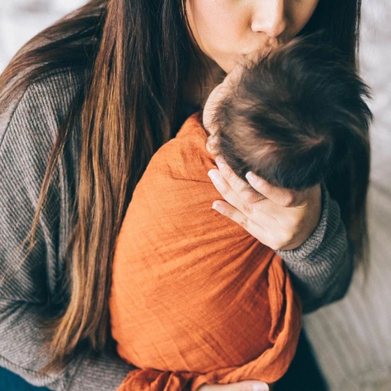 Cotton Muslin Swaddle - Solid Colours Rust