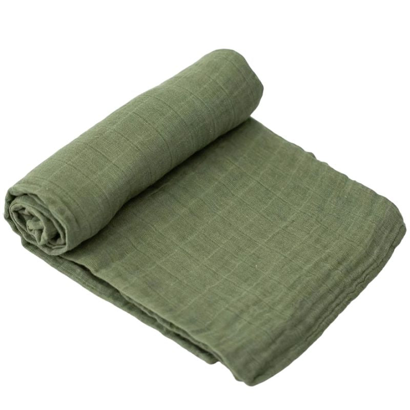 Cotton Muslin Swaddle - Solid Colours Fern