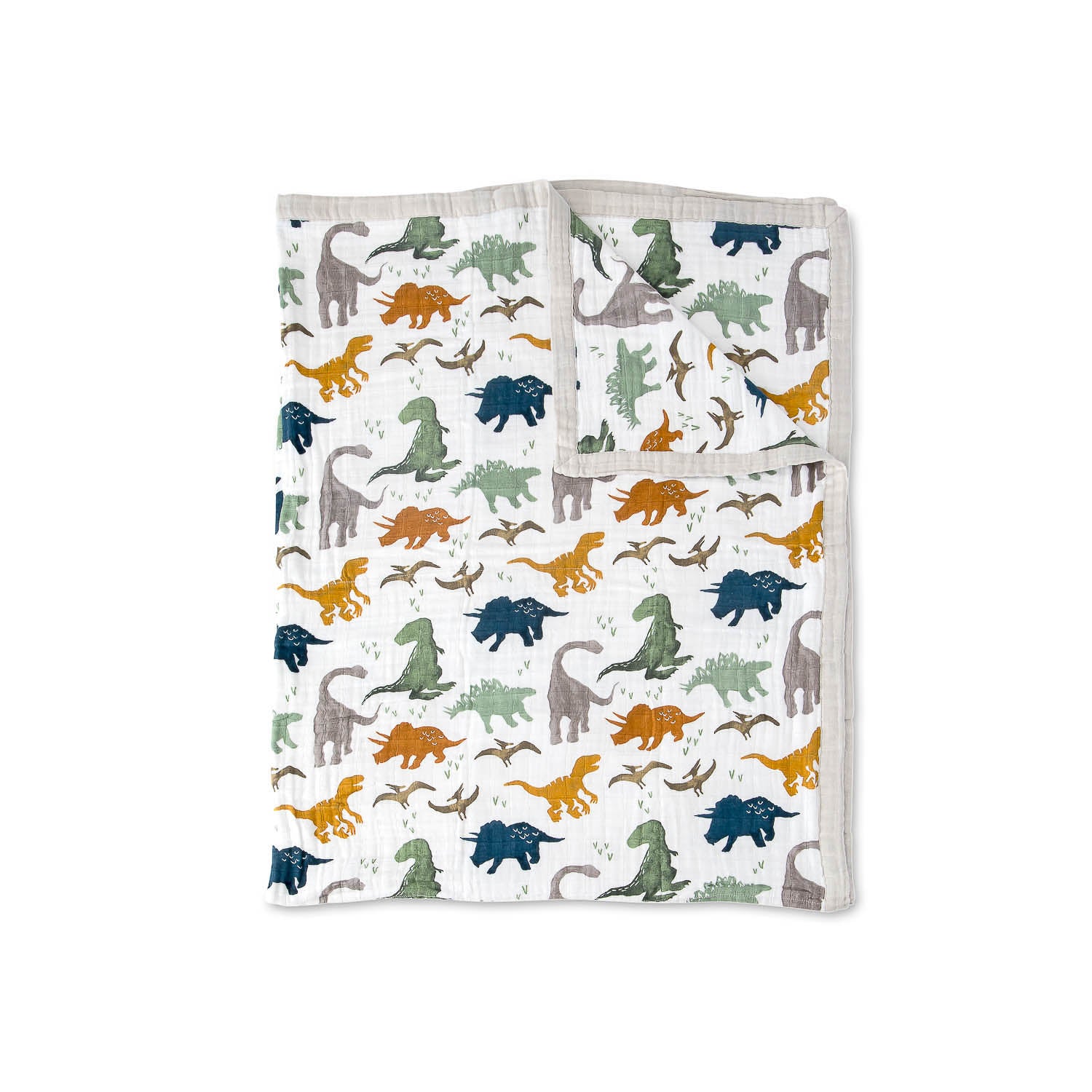 Big Kid Cotton Muslin Quilt dino friends