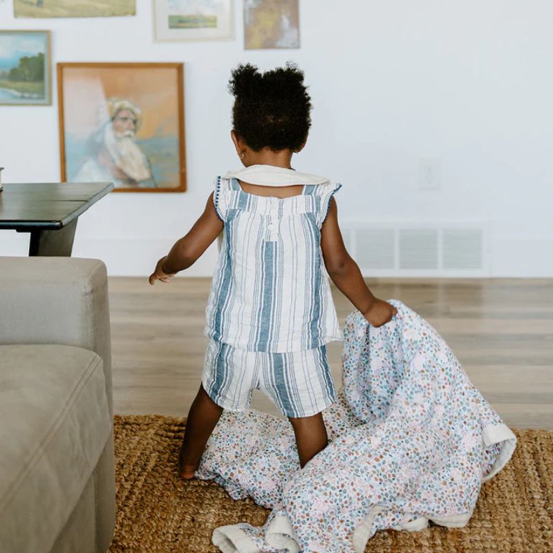 Big Kid Cotton Muslin Quilt Pressed Petals