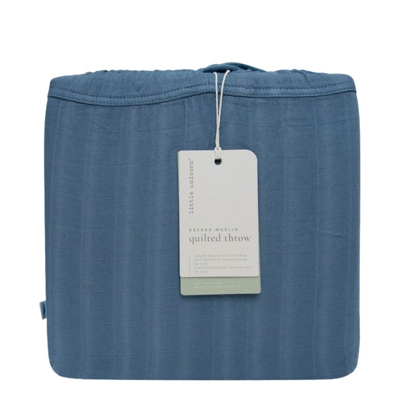 Deluxe Muslin Quilted Throw  Blue Dusk