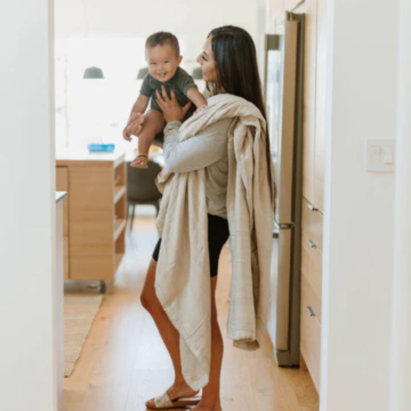 Deluxe Muslin Quilted Throw  Oatmeal