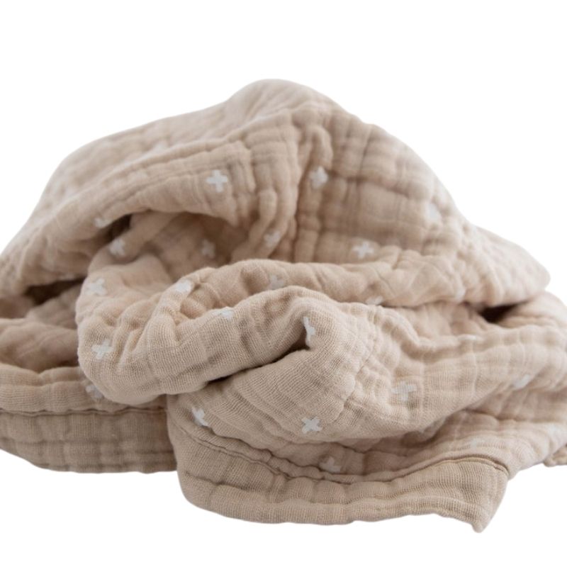 Cotton Muslin Baby Quilt Cross