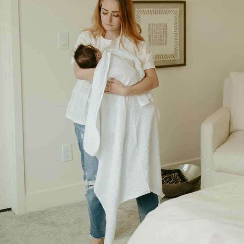 Organic Cotton Muslin Swaddle Blanket White