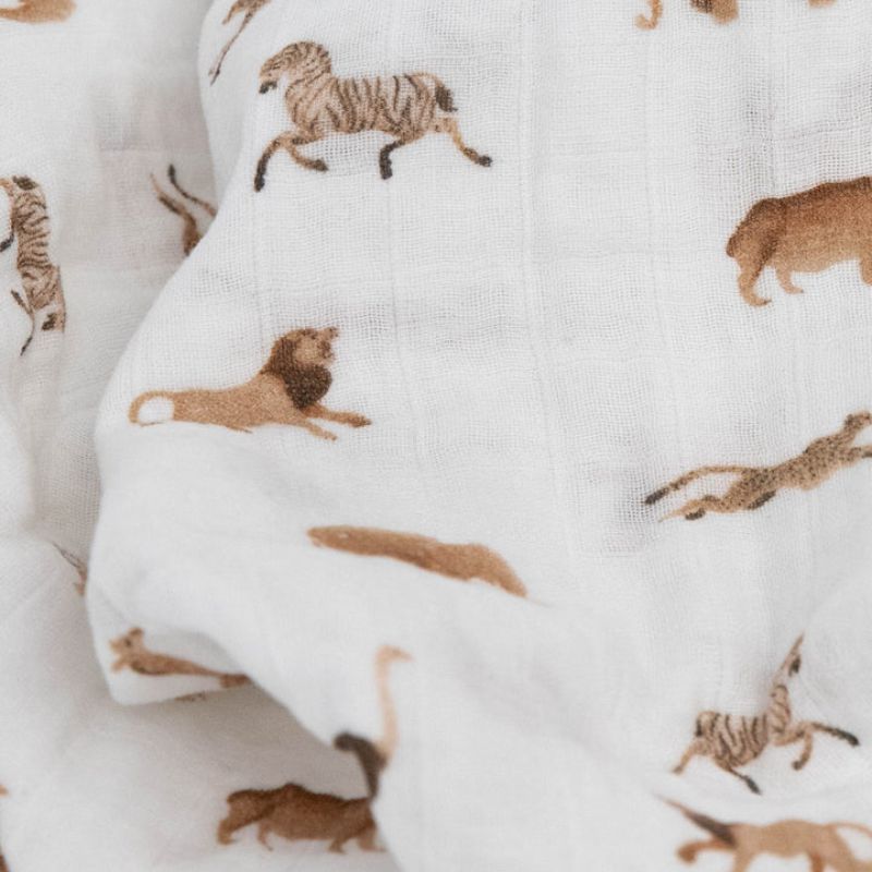 Organic Cotton Muslin Swaddle Blanket Animal Crackers