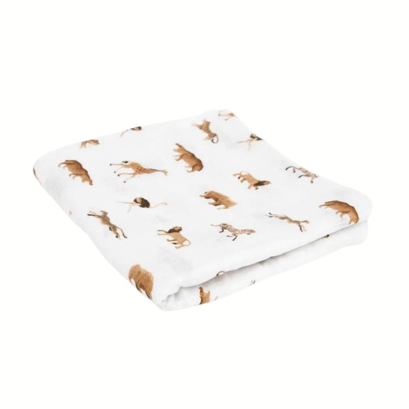 Organic Cotton Muslin Swaddle Blanket Animal Crackers