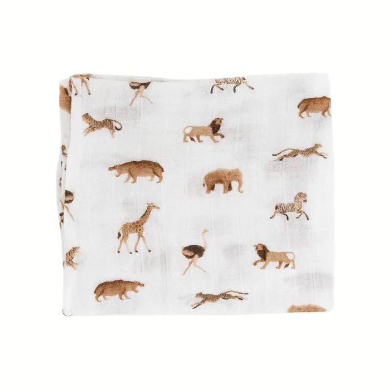 Organic Cotton Muslin Swaddle Blanket Animal Crackers